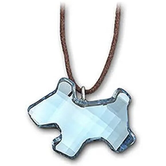 SWAROVSKI Blue Faceted Crystal Scotty Dog Necklace Adjustable Cord Vintage Logo - Picture 3 of 13